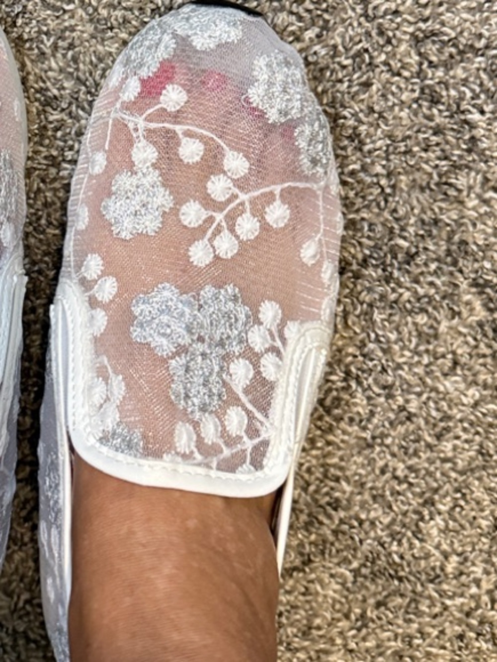 White Lace Slip-On Platform Sneakers - Picture 2 of 7